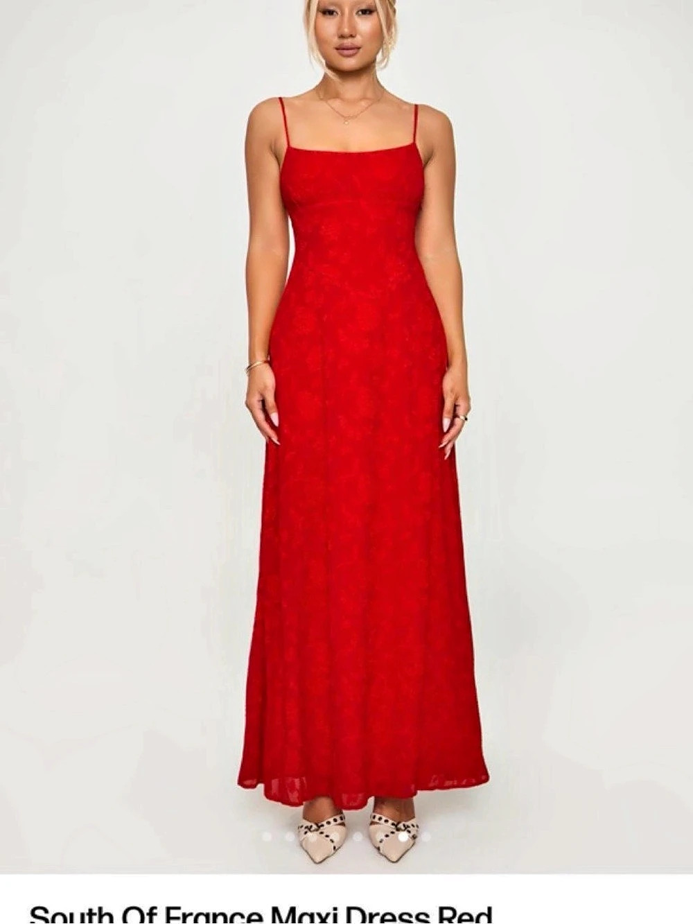 Princess Polly South of France Maxi Dress Red Floral Size 8 NWT